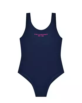 Купальник с розовым лого, синий Philosophy di Lorenzo Serafini Kids