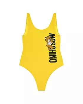 Купальник с вертикальным лого, желтый Moschino