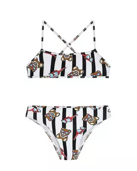 Купальник у полоску с принтом "медвежата" Moschino