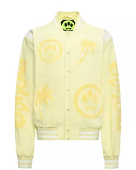 Куртка-бомбер, сплошной принт лого и пальмы Barrow