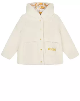Куртка из эко-меха кремового цвета Moschino детская