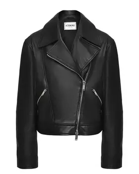 Куртка кожаная авиатор, черная Iceberg