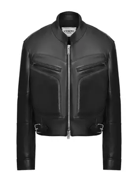 Куртка кожаная с логотипом на спине, черная Iceberg