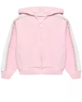 Куртка спортивная с клепками и лампасами, розовая Monnalisa