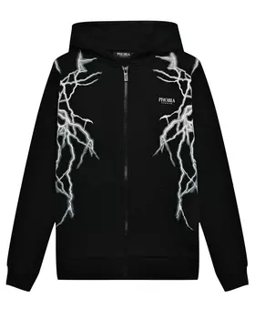 Куртка спортивная с принтом молнии и логотипом, черная Phobia Archive