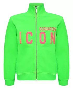 Куртка спортивная зеленая с розовым лого Dsquared2