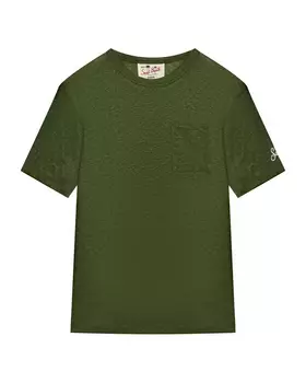 Льняная футболка с накладным карманом, хаки Saint Barth