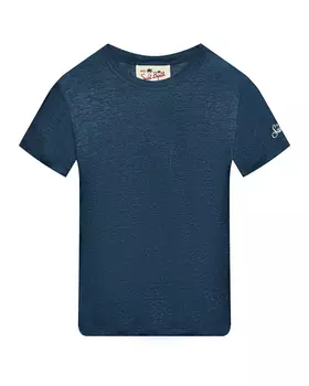 Льняная футболка с накладным карманом, синяя Saint Barth