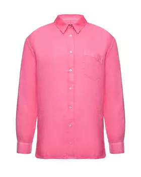 Льняная рубашка с длинными рукавами, фуксия 120% Lino