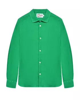 Льняная рубашка с длинными рукавами, зеленая Saint Barth