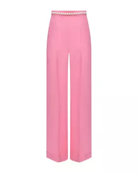 Льняные брюки с жемчугом на талии, розовые ALINE