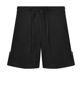 Льняные шорты с поясом на кулиске, черные 120% Lino