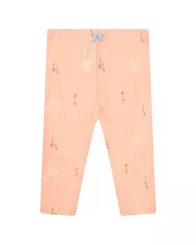 Леггинсы персикового цвета с принтом "зайцы" Sanetta Kidswear