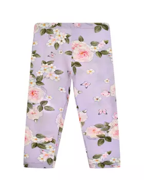 Леггинсы с цветочным принтом, фиолетовые Monnalisa