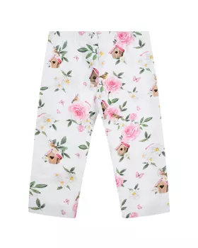 Леггинсы с принтом цветы и скворечники Monnalisa