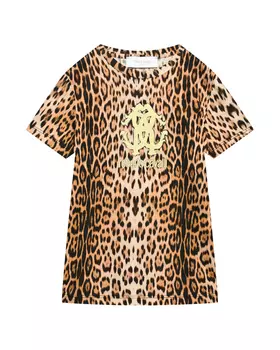 Леопардовая футболка с лого Roberto Cavalli