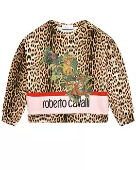 Леопардовый свитшот с лого Roberto Cavalli