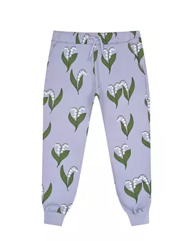 Лиловые спортивные брюки с принтом "ландыши" Mini Rodini детские