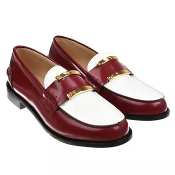 Лоферы бордового цвета с белой отделкой No. 21
