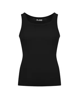 Майка в рубчик, черная ALINE