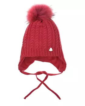 Малиновая шапка с меховым помпоном Il Trenino детская