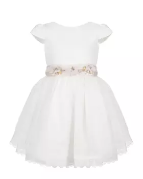 Молочное платье с цветочным поясом Amaya