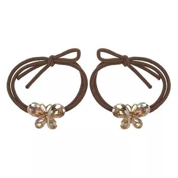 Набор резинок "Бабочка", стразы, коричневая Rena Chris детский