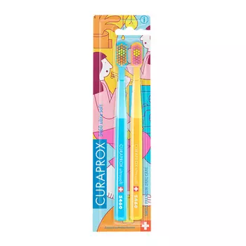 Набор зубных щеток ultrasoft, d 0,10 мм (2 шт.) Summer 2021 (голубая, желтая) Curaprox