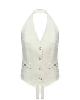 Однобортный твидовый жилет с открытой спиной Masterpeace