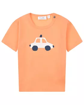 Оранжевая футболка с принтом "машина" Sanetta Kidswear