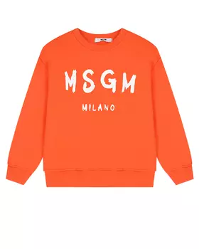 Оранжевый свитшот с белым лого MSGM детский