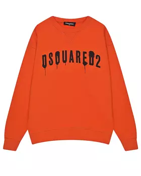 Оранжевый свитшот с черным лого Dsquared2 детский