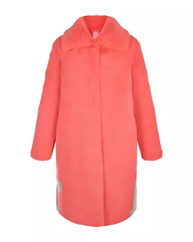 Пальто из эко-меха кораллового цвета Glox