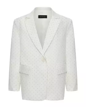 Пиджак однобортный белый со стразами Monnalisa