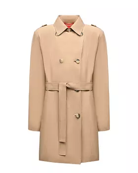 Плащ двубортный без капюшона с поясом, бежевый Max&Co