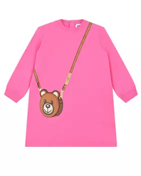 Платье цвета фуксии с имитацией сумки Moschino детское