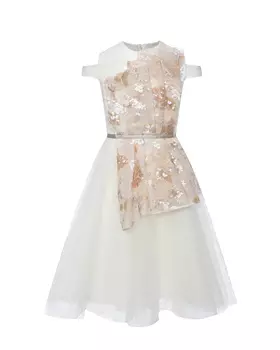 Платье из органзы с цветочным принтом, кремовое Eirene