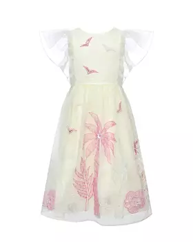 Платье из органзы с ручной аппликацией, белое Eirene