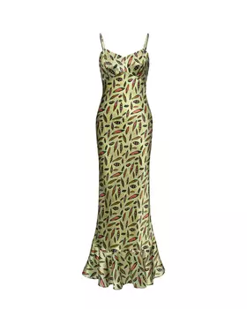 Платье Mi Mi на бретелях, принт «листики» Saloni