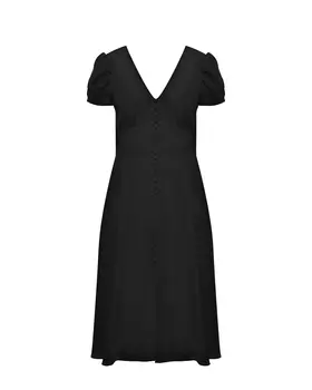 Платье миди черное MARGOT, рукав фонариком Saloni