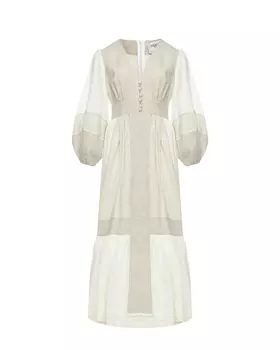 Платье миди с объёмными рукавами, белое Forte dei Marmi Couture