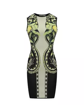 Платье-мини, лимонный принт с узорами Roberto Cavalli