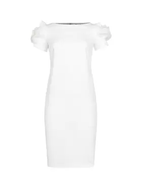 Платье молочного цвета с рюшей Pietro Brunelli