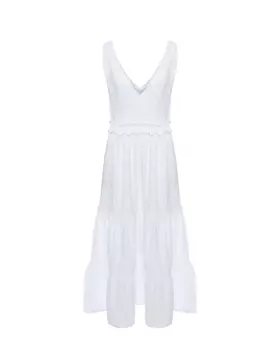 Платье на лямках с декором макраме, белое 120% Lino