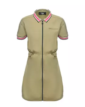 Платье на молнии с разноцветным воротником и манжетами, хаки Karl Lagerfeld kids