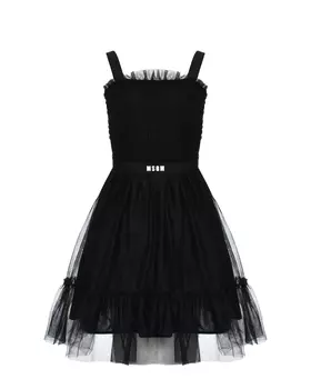 Платье на широких лямках с пышной юбкой из фатина MSGM