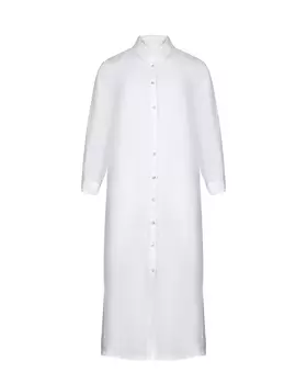 Платье-рубашка с разрезами по бокам, белое 120% Lino