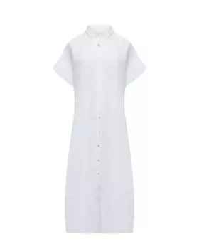 Платье рубашкой с декором макраме, белое 120% Lino