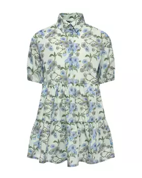 Платье с принтом голубые цветы, светло-зеленое Dan Maralex