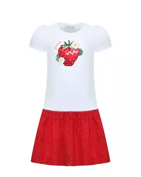 Платье с принтом "клубника" Monnalisa